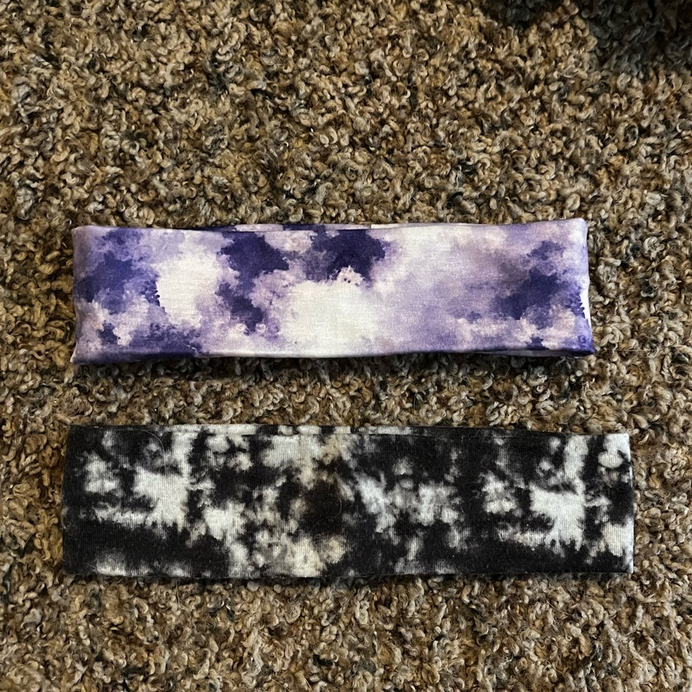 Tie-Dye Purple & Black Stretch Headbands - Set of 2